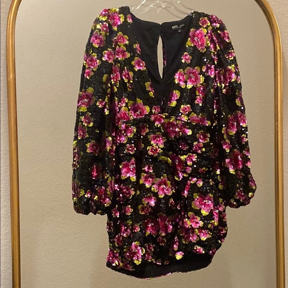 For Love & Lemons Morrison Rose Floral Sequin Mini Dress Size M - Picture 6 of 14